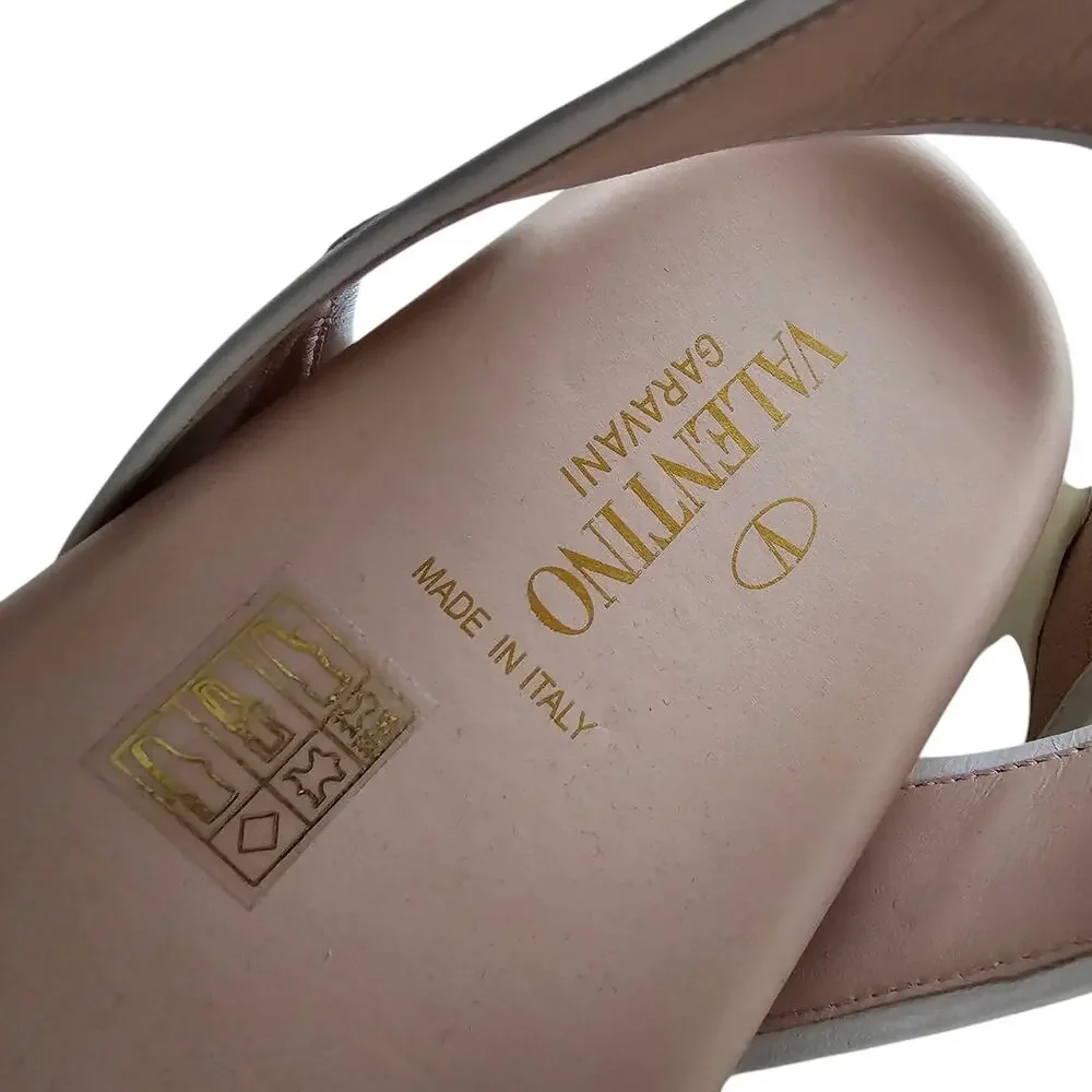 Valentino Garavani Rockstud Flat Ankle Strap Sandal Size 36 US 6 Pink Gold - Picture 8 of 10